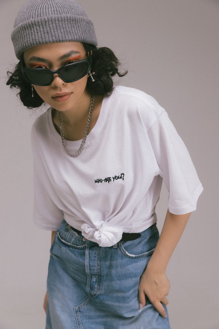"Who Are You?" Ladies Tee basic white